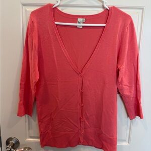 NWOT 14th & Union Coral V Neck 3/4 Sleeve Cardigan, Size M